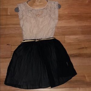 Formal cream and black lace dress